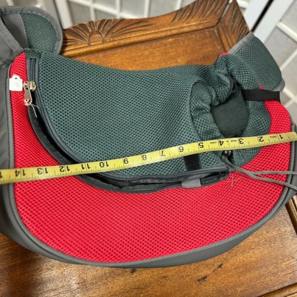 Dog Bag,Shoulder bag for carrying pet,Red-Gray,Medium,Zipper.!